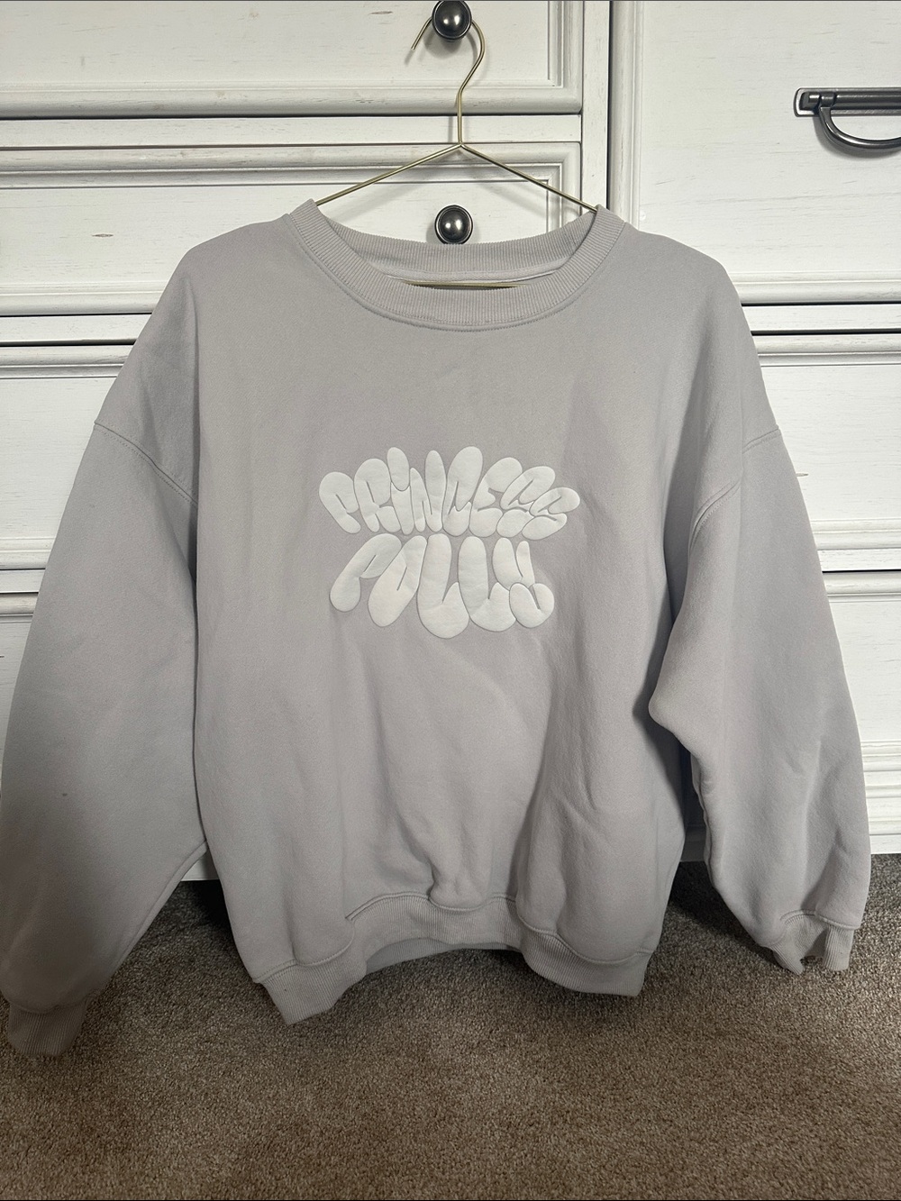 Princess Polly Light Gray Logo Crewneck Sweatshirt